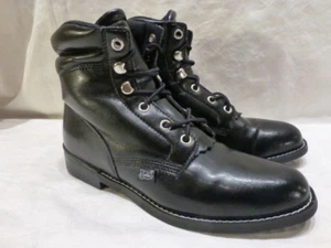 JUSTIN BLACK LEATHER COWBOY CASUAL WORK WOMENS BOOTS 400 6M CLASSIC LARER ROPER - Picture 1 of 11
