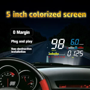 5" Car Speedometer Digital HUD Head Up Display OBD2 Tech From Plane MPH 0 Margin - Picture 1 of 9