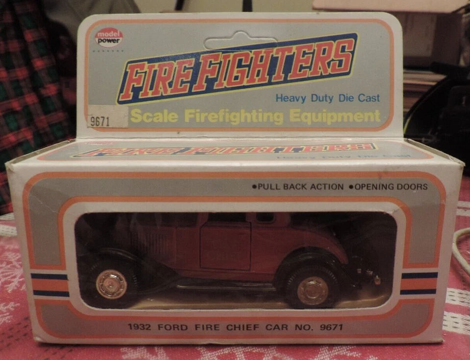 Modelo Power Fire Fighters 1932 Ford Fire Chief Car para tren HO #9671 NUEVO EN CAJA Foto 1 de 1