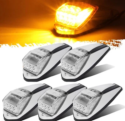 5x LED Amber Cab Roof Top Clearance Marker Running Light For Kenworth Peterbilt - Image 1 of 4