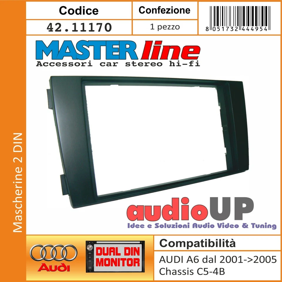 MASCHERINA RADIO 2 DIN AUDI A6 2001 AL 2005 CHASSIS C5-4B. ADATTATORE DOPPIO DIN - Immagine 1 di 3