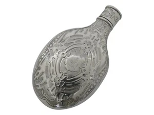 ANTIQUE - Solid Sterling Silver - HIP FLASK - Charles Washington Shirley Deakin - Picture 1 of 6