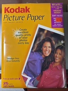 Kodak 25 Sheets Soft Gloss Picture-Photo Paper, 8 1/2" x 11", New sealed - Picture 1 of 5