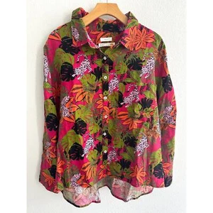 C&C California Women’s Bright Floral Linen Tropical Long-Sleeve Sz XL - Picture 1 of 5