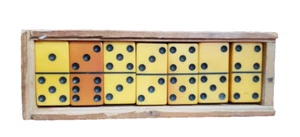 Dominó Baquelita Caramelo 28 Azulejos Juego 28 Edad Media Madera Caja Navidad G - Imagen 1 de 6