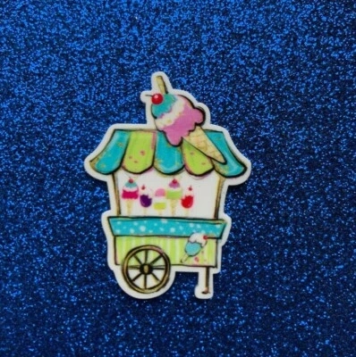 5 piezas. Carro de helados, ¡so Kawaii!  Planar, paleta de resina, respaldo plano, cabujón, arco Foto 1 de 4