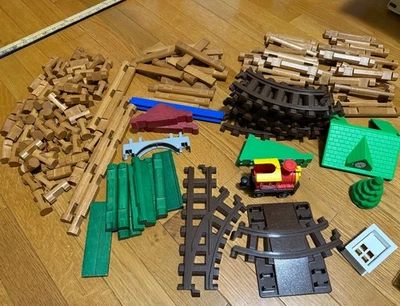 Lincoln Logs Sawmill Express Train 166 Parts Real Wood Logs, K’nex, Tracks - Image 1 of 4