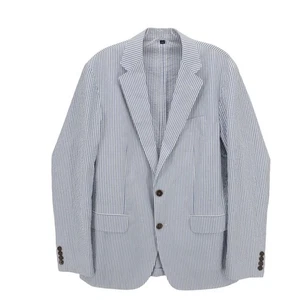 NWT J CREW Factory Thompson Seersucker Blazer Slim Fit Blue White Stripe 38R - Picture 1 of 9