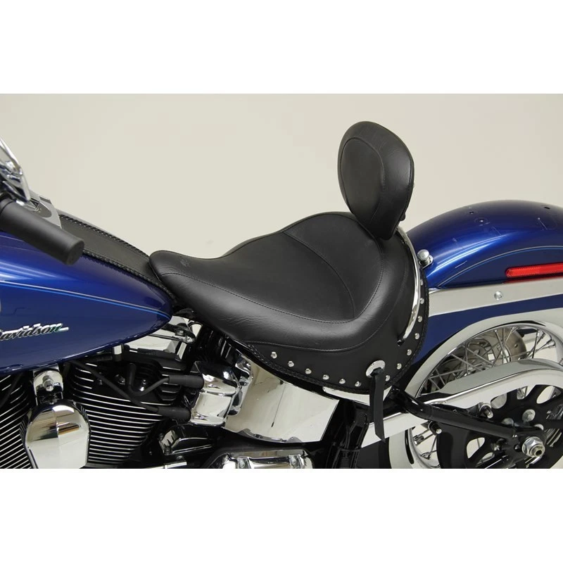Mustang Wide Solo Seat with Backrest 2005-2017 Harley Softail Deluxe FLSTN 79913 - Image 1 of 1