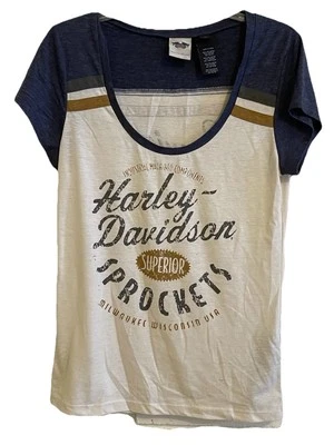 Camiseta para mujer Harley Davidson azul y blanca talla XL Milwaukee Wisconsin Foto 1 de 4