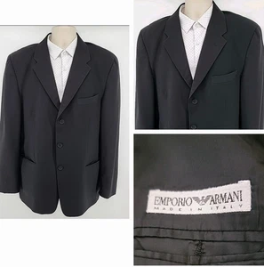Emporio Armani Herren Schwarz Blazer Sakko Größe 42 Regular 3 Knopf Wolle Italy - Bild 1 von 12
