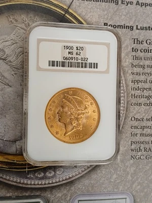 Oro 1900 $20 MS62 NGC Liberty Head doble águila raro UNC TP-9866 Foto 1 de 2