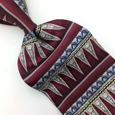 Stafford USA Tie Silk Necktie Red/Gold/Gray Triangles Stripes Men's Ties I19-138 - Image 1 of 4