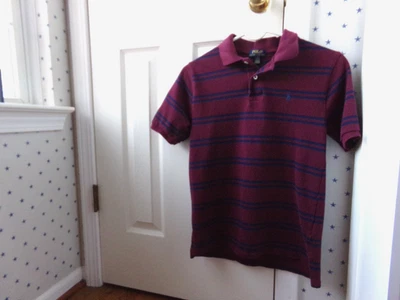 Polo Ralph Lauren синий в полоску сетки хлопковая рубашка большой L мальчиков размер 14-16 $59 - Изображение 1 из 4