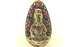 Sajen Bronze by Marianna and Richard Jacobs Berry Quartz Quan Yin Ring  - Picture 1 of 5