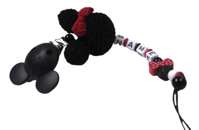 Schnullerkette mit Namen Maus Amigurumi Mädchen Babygeschenk Babyparty - Bild 1 von 4