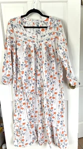 Eileen West Lace M Cotton Floral nightgown white long sleeve prarie cottage core - Picture 1 of 8