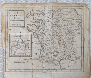 1807 Antique Map of France by Department by Pasquali with Corsica Inset - Picture 1 of 3