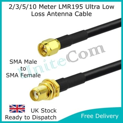 UNITECOM Ultra Low Loss SMA Buchse Stecker 3/5/10 Meter LMR195 4G 5G Antenne Verlängerungskabel