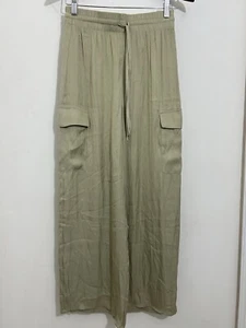NWT Rachel Zoe Flowy Satin Wide Leg Pants Pockets Elastic Tie Waist Bronze XS - Picture 1 of 6