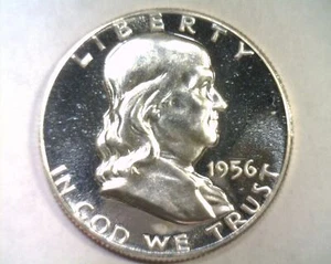 1956 TYPE 2 FRANKLIN HALF DOLLAR TRIPLE DIE REVERSE GEM / SUPERB PROOF CAMEO - Picture 1 of 3
