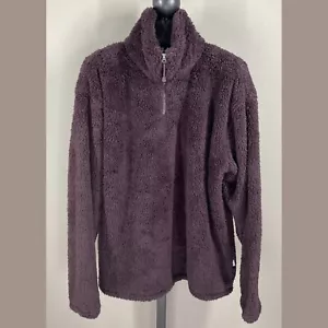NEW Eddie Bauer Jacket Womens Large purple plush knit 1/4 zip pull over outdoor - Picture 1 of 10