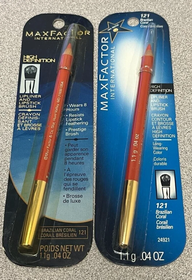 2PK PINCEL LÁPIZ LABIAL MAX FACTOR #121 CORAL BRASILEÑO VER DESCRIPCIÓN Foto 1 de 2