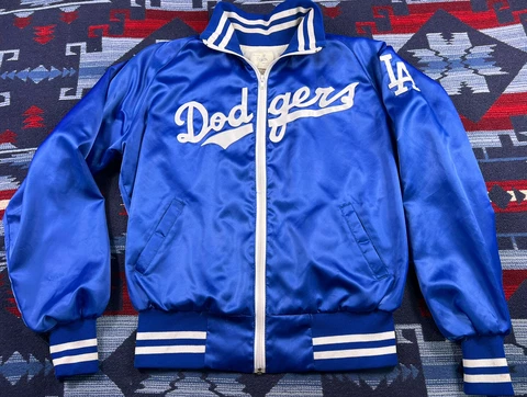 70’s 80's VINTAGE Los Angeles DODGERS Satin MLB Jacket Game starter coaches coat Cover