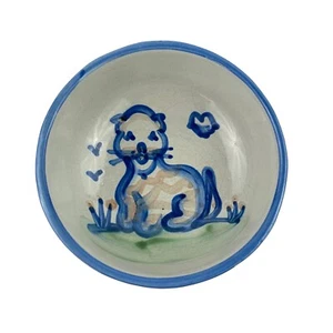 M A Hadley Cereal Bowl Country Scene Blue Kitty Cat Hand Painted 5 1/2” AS IS - Picture 1 of 7
