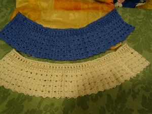 lot===bleu,blanc,fait maincrochet coton pourcréations ,cols,jupons poupées etc.. - Picture 1 of 7