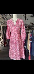 J McLaughlin Cunningham Tropical  V-Neck Tiered Midi Maxi Dress S Pink Preppy - Picture 1 of 9