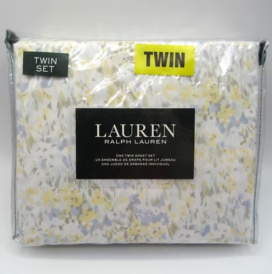 RALPH LAUREN WATERCOLOR PASTEL ABSTRACT FLORAL TWIN SHEET SET 100% COTTON NEW - Image 1 of 4