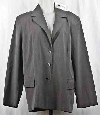 NWT Chico's Magique Craft Charcoal Gray Stretch Blazer Jacket (Chico's 3) XL - Image 1 of 3