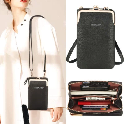 Mujeres Cuero Teléfono Celular Cartera Bandolera Cartera Pequeño Bolso de Hombro Bolso de Mano Regalo Foto 1 de 4