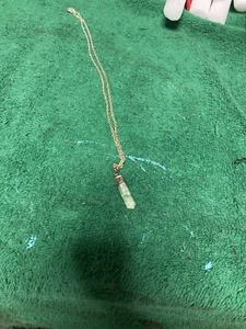 Vintage chinesische Handarbeit Jade grün Anhänger Halskette 10" - Bild 1 von 5