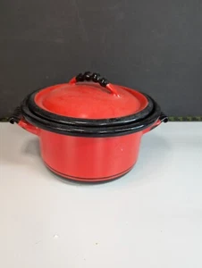 Vintage Vollrath Kook King Ware Red Enamel Pot Pan 8 cup - Picture 1 of 5