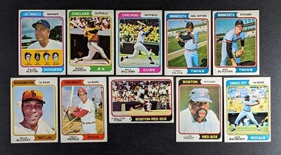 Lote de 10 tarjetas 1974 Topps estrella de béisbol y semiestrella Carlton Fisk Willie McCovey Foto 1 de 3