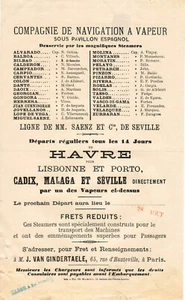 France, 1880, Ship Departure Schedule, Havre - Compagnie de Navigation a Vapeur - Picture 1 of 2