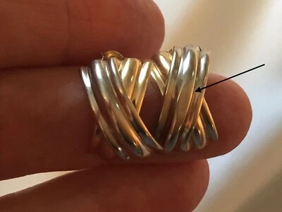 PENDIENTES HUGGIE MEDIO ARO DISEÑO X ORO AMARILLO/BLANCO 2 TONOS JJT~1,4 g Foto 1 de 4