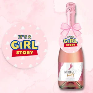 Baby Shower Champagne Tag Favors | It's A Girl Story | Baby Girl | Gender Reveal - Picture 1 of 3