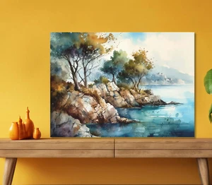 Shoreline with Trees Water 5mm thick Plastic Poster Ready to Hang 60x45cm - Picture 1 of 3