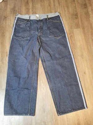 Мужские джинсы Evisu 44x34 синяя джинсовая ткань логотип гранж коньки хип-хоп широкие штанины Y2k винтаж - Изображение 1 из 4