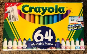 64 Crayola Washable Marker Set, Gift for Kids, Gel Markers Window Markers/CH8/12 - Picture 1 of 4