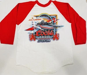 Camisa de carreras de barcos vintage Cecil Florence excelente punta única rara Coors - Imagen 1 de 10