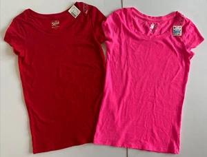 NWT Justice Size 10 T-shirts Tops Lot of 2 Short Sleeved Red Hot Pink - Picture 1 of 4