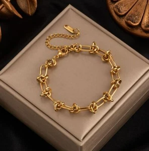 Damen Armband Gold Armkette Silber Edelstahl Knoten Liebe Karma - Bild 1 von 3