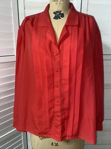 Alicia VINTAGE Women’s Polyester Red Collar Button Down Blouse Top Sz 22 X-Large - Picture 1 of 9
