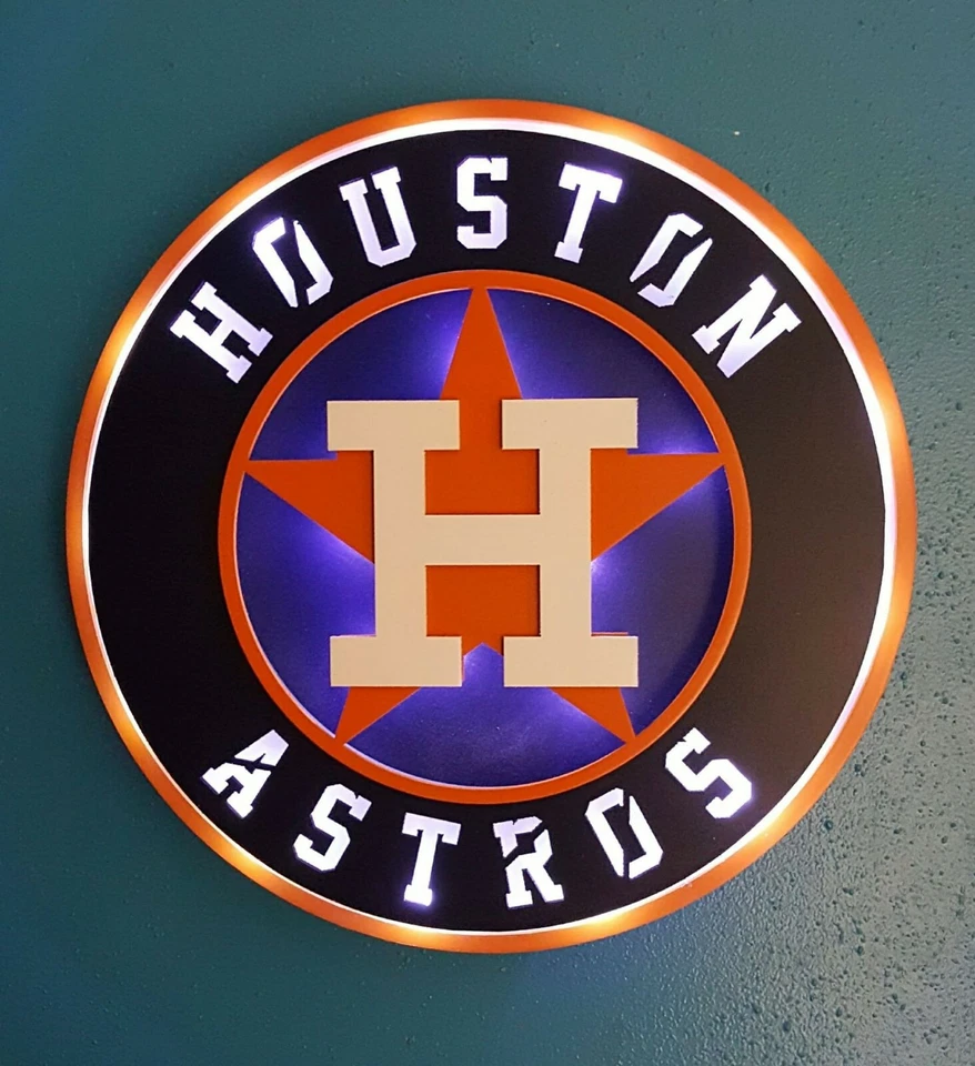 Astros LED wall sign, Houston Astros Baseball Fan sign, Man cave Sign - Image 1 of 3