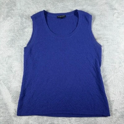 Eileen Fisher Top Womens Medium Petite Blue Wool Vest Minimalist Career Office - Image 1 of 4