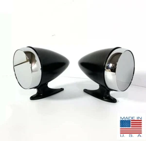 Pair Premium Bullet Style Black Side Mirrors For 1965-1968 Ford Mustang / Shelby - Picture 1 of 7